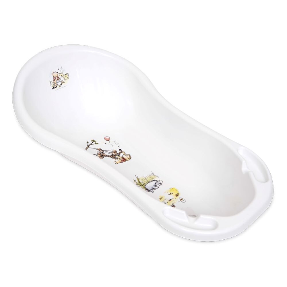 Lorelli Baby Badewanne Bär und Freunde 100 cm, Ablagefächer, Wasserablauf weiß