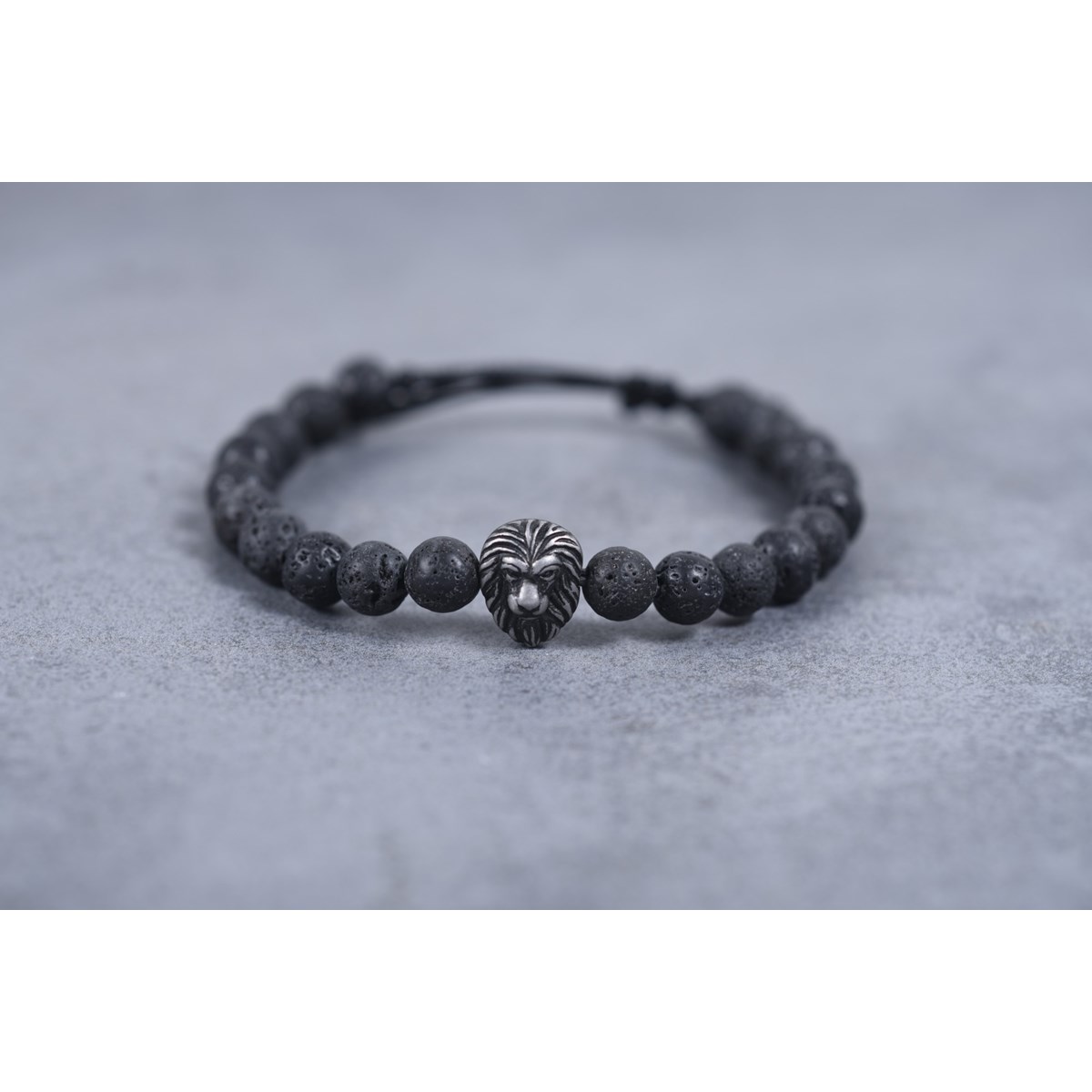 Bracelet souple Esteban en PVD avec lave noir