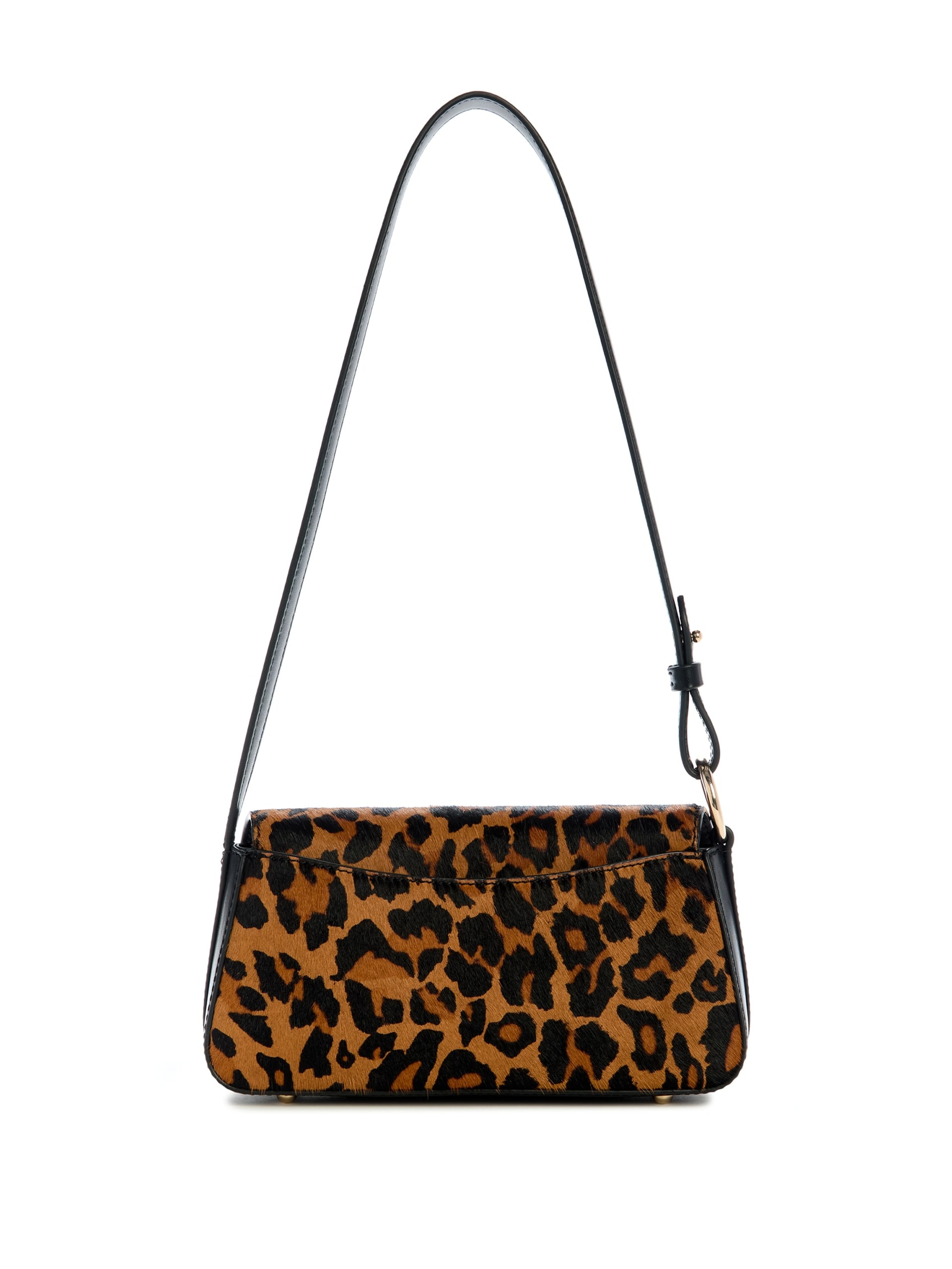 Bolsa de ombro dobrável com aba e estampa de leopardo Domitilla