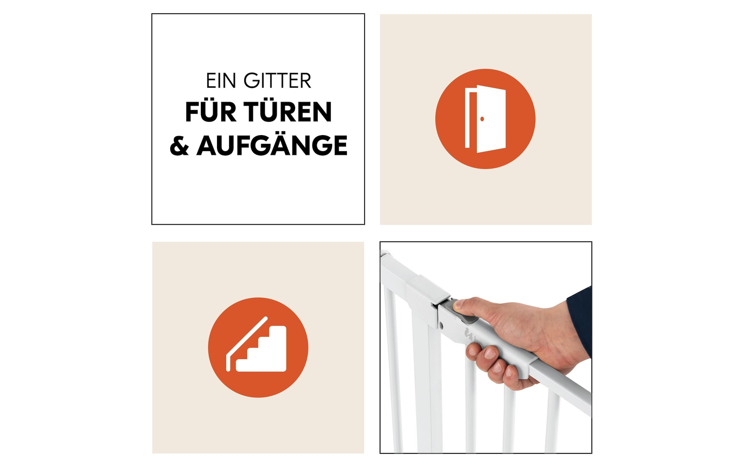 Hauck Türschutzgitter »Clear Step Autoclose 2 Weiss 75 cm - 80 cm« 1 Stk. tlg.