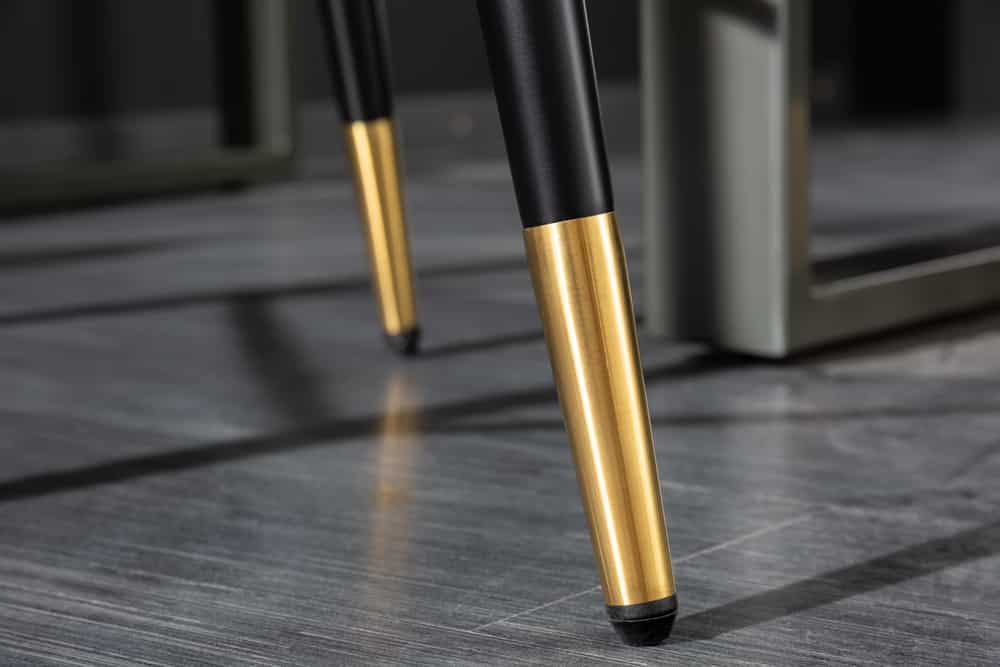 Design Barhocker PARIS grün Samt mit Lehne Metall schwarz gold Ziersteppung