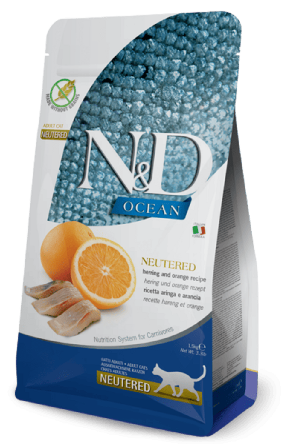 Croquettes n&d ocean hareng & orange chat sterilise 1,5 kg