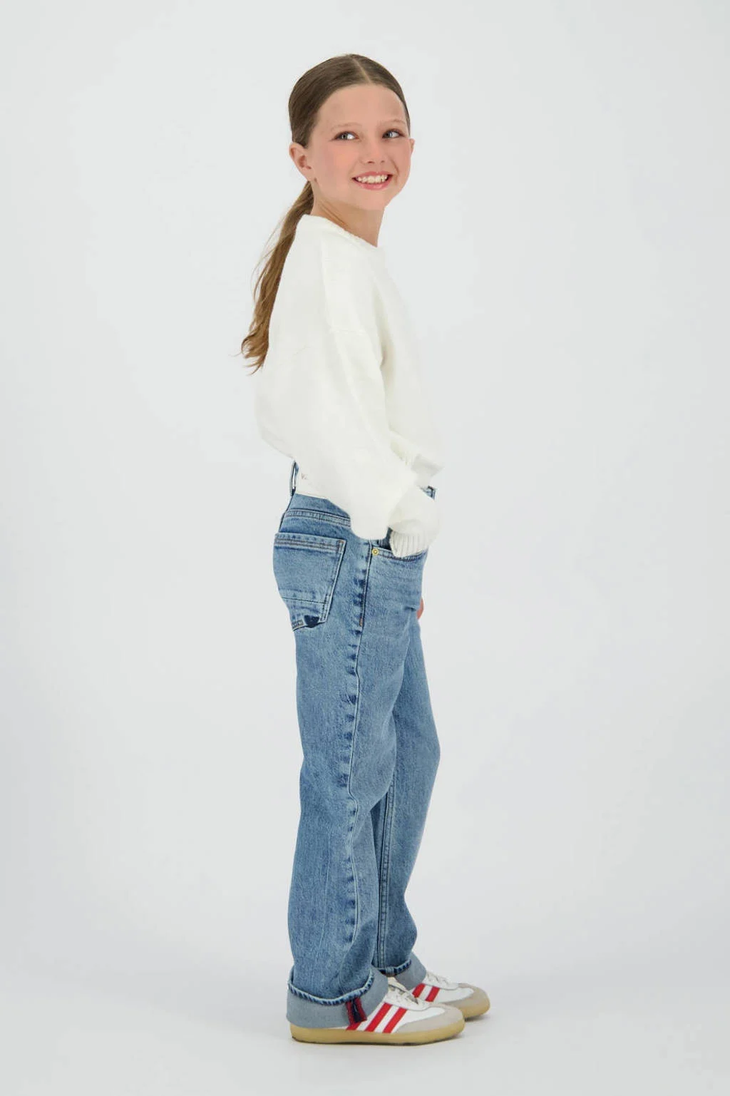 Vingino high waist wide leg jeans medium blue denim