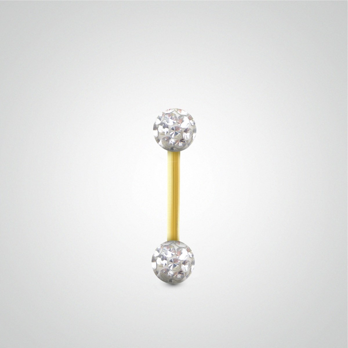 Piercing hélix barre or jaune avec boule en cristal de Swarovski blanc