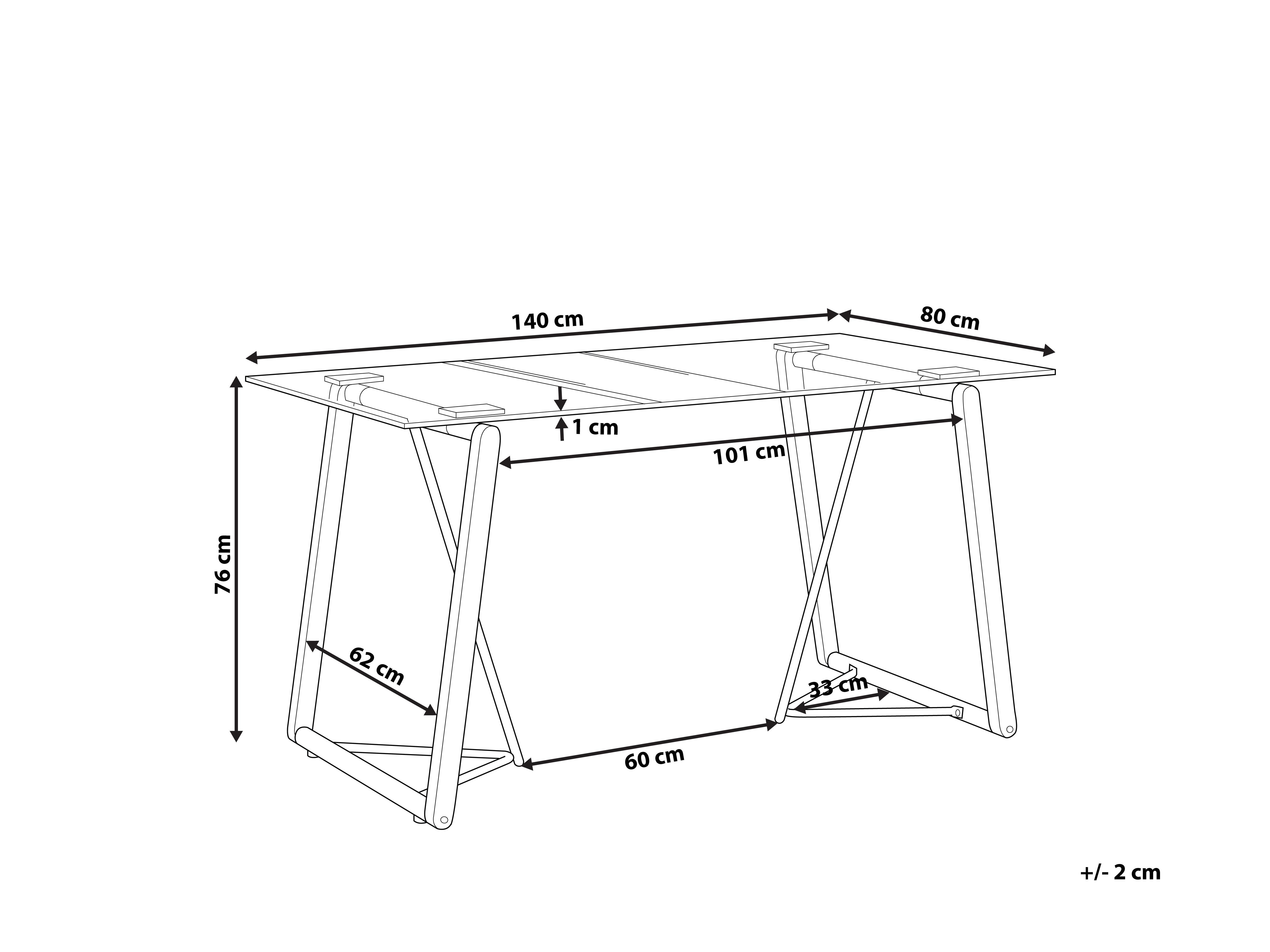 Eettafel TACOMA Lichtbruin 80 cm Veiligheidsglas 140 cm