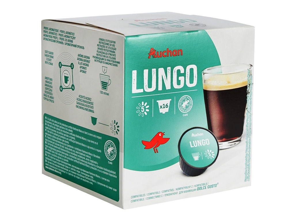 CÁPSULAS CAFÉ DG AUCHAN LUNGO INT.5 16UN