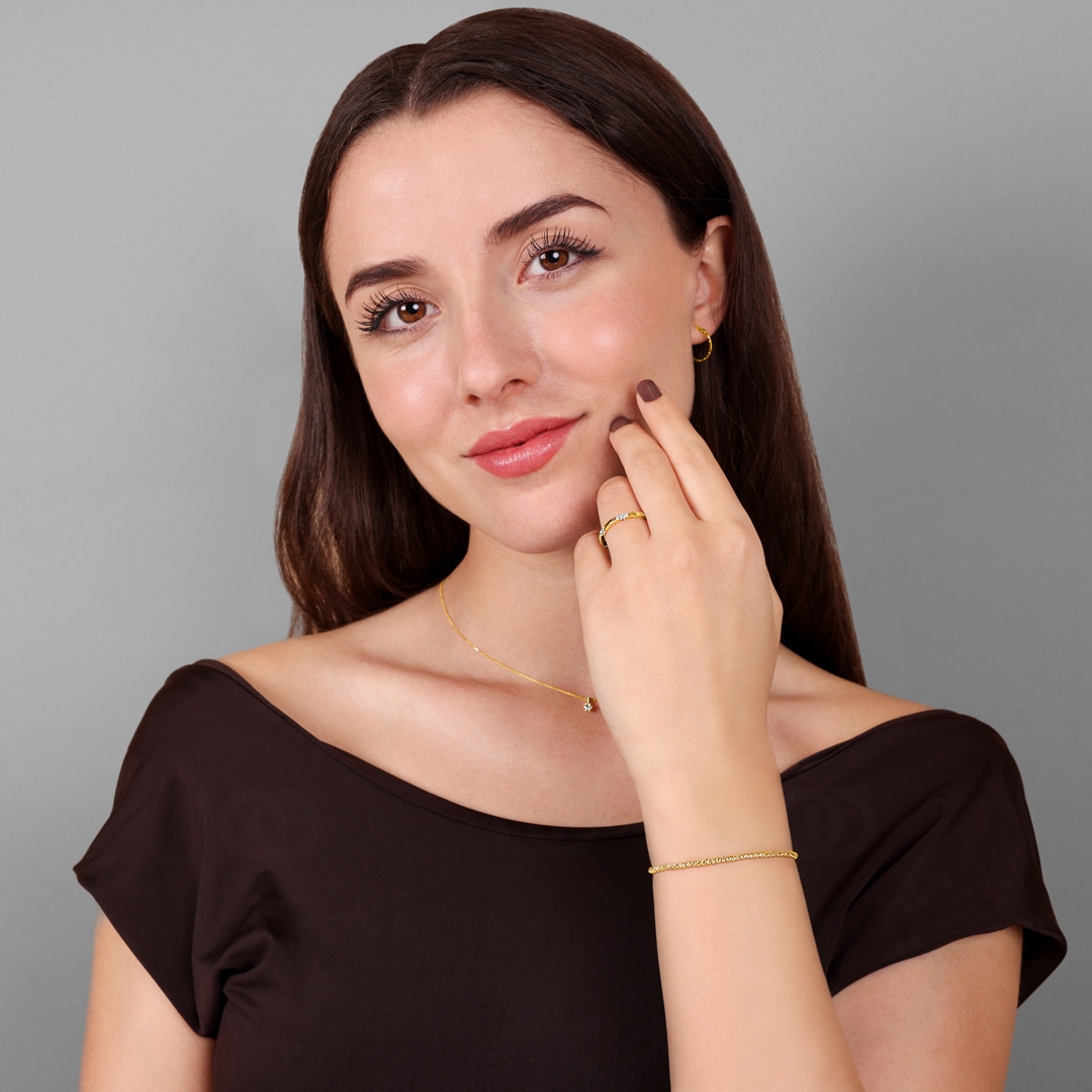 1.9mm Fantasiearmband 750/18 K Gelbgold