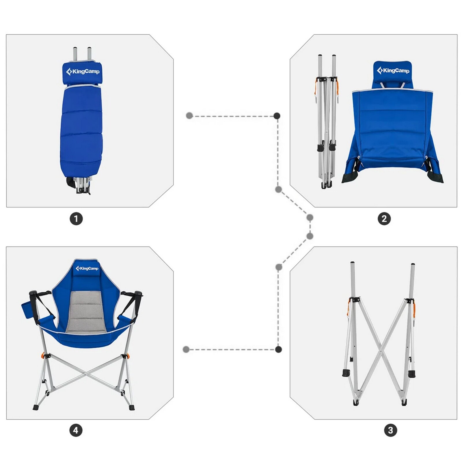 KINGCAMP Campingstuhl Orchid Schaukel Stuhl Camping Sessel Verstellbar Alu 120kg Farbe: Blue