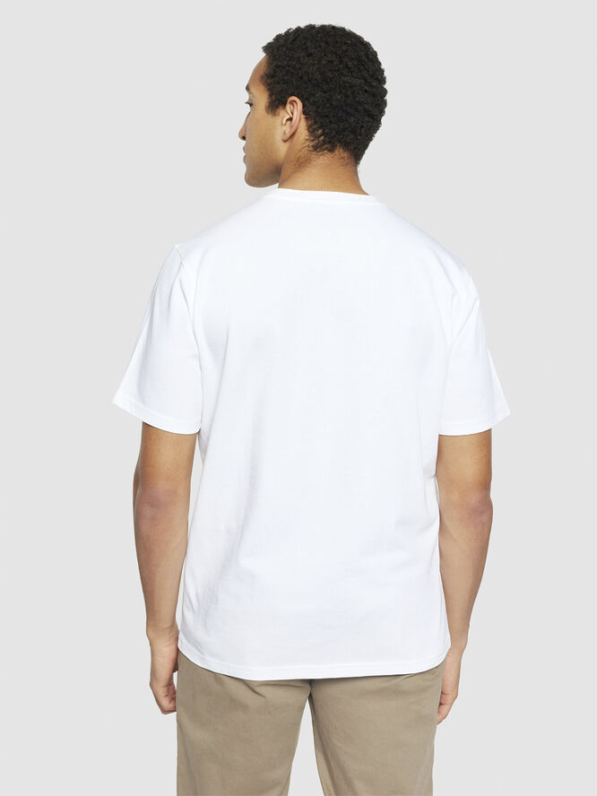 Knowledge Cotton Apparel Regular fit owl chest embroidery t-shirt - GOTS/Vegan Hvid