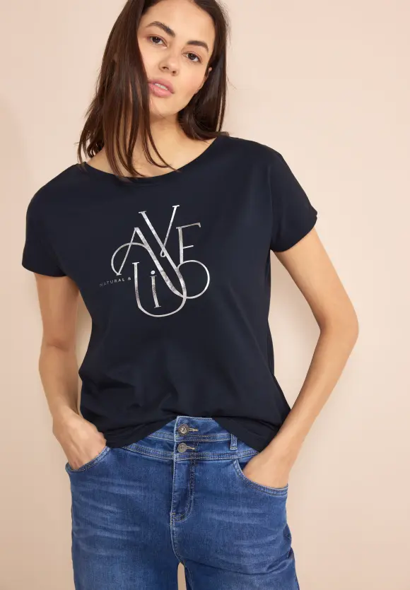T-Shirt mit Wording - deep blue