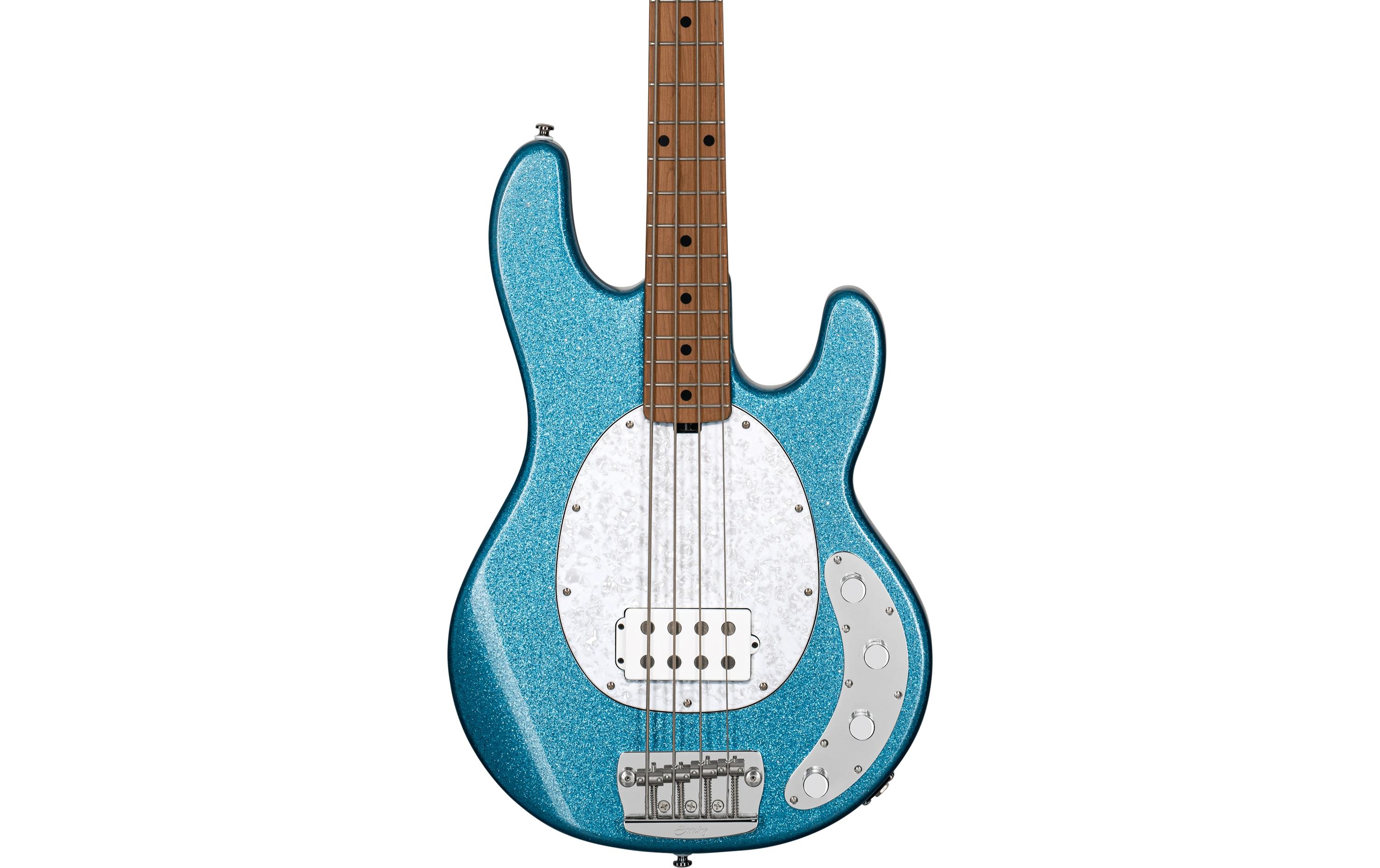 E-Bass StingRay Ray34 Blue Sparkle<br>4-seitiger Bass mit Aktivelektronik und einem Humbucker