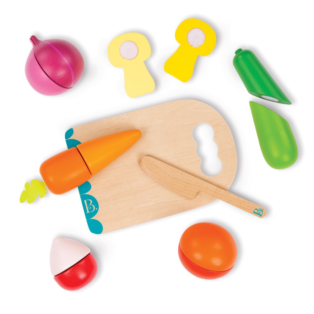 B.TOYS B. Chop 'n' Play -  Holz-Gemüse mit Klettverbindung inkl. Schneidebrett 14-teilig