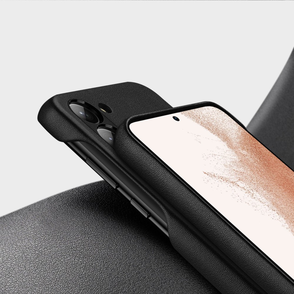 Samsung Galaxy S23 5G Hardcase Leder Optik Hülle Back Case - Schwarz