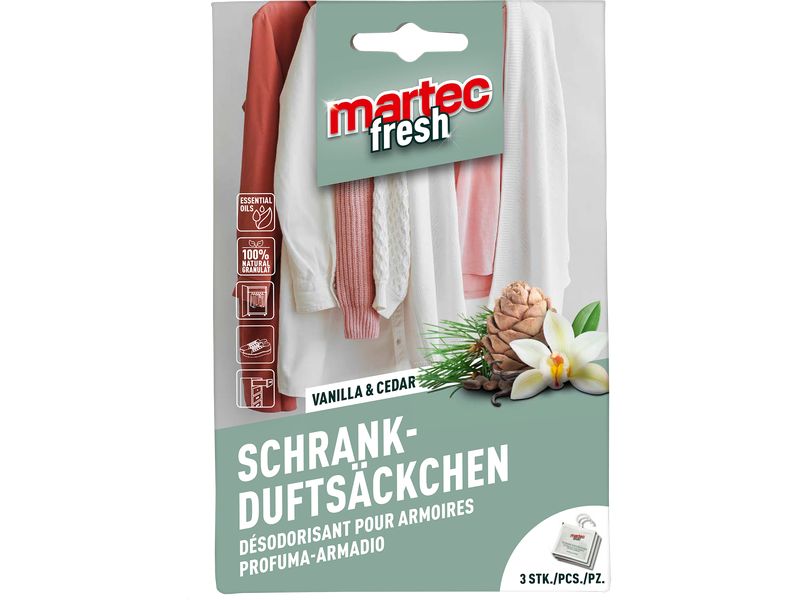 Martec Schrank-Duftkissen Vanille & Zeder 3 Stück Duftsäckchen für Schränke