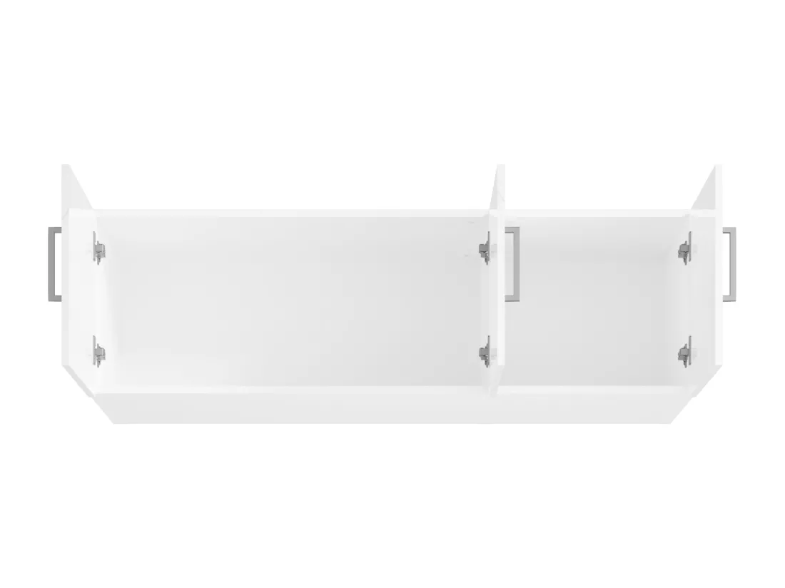 Armoire 3 portes et 6 tiroirs - L136 cm - Blanc + Réhausse - BELOMY