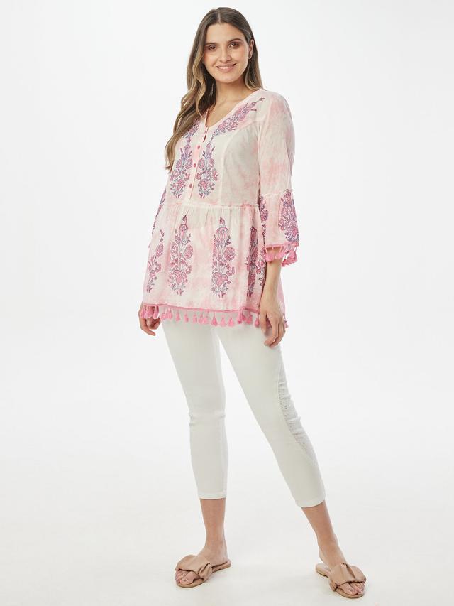 Tunika mit Batik Rosen Druck
