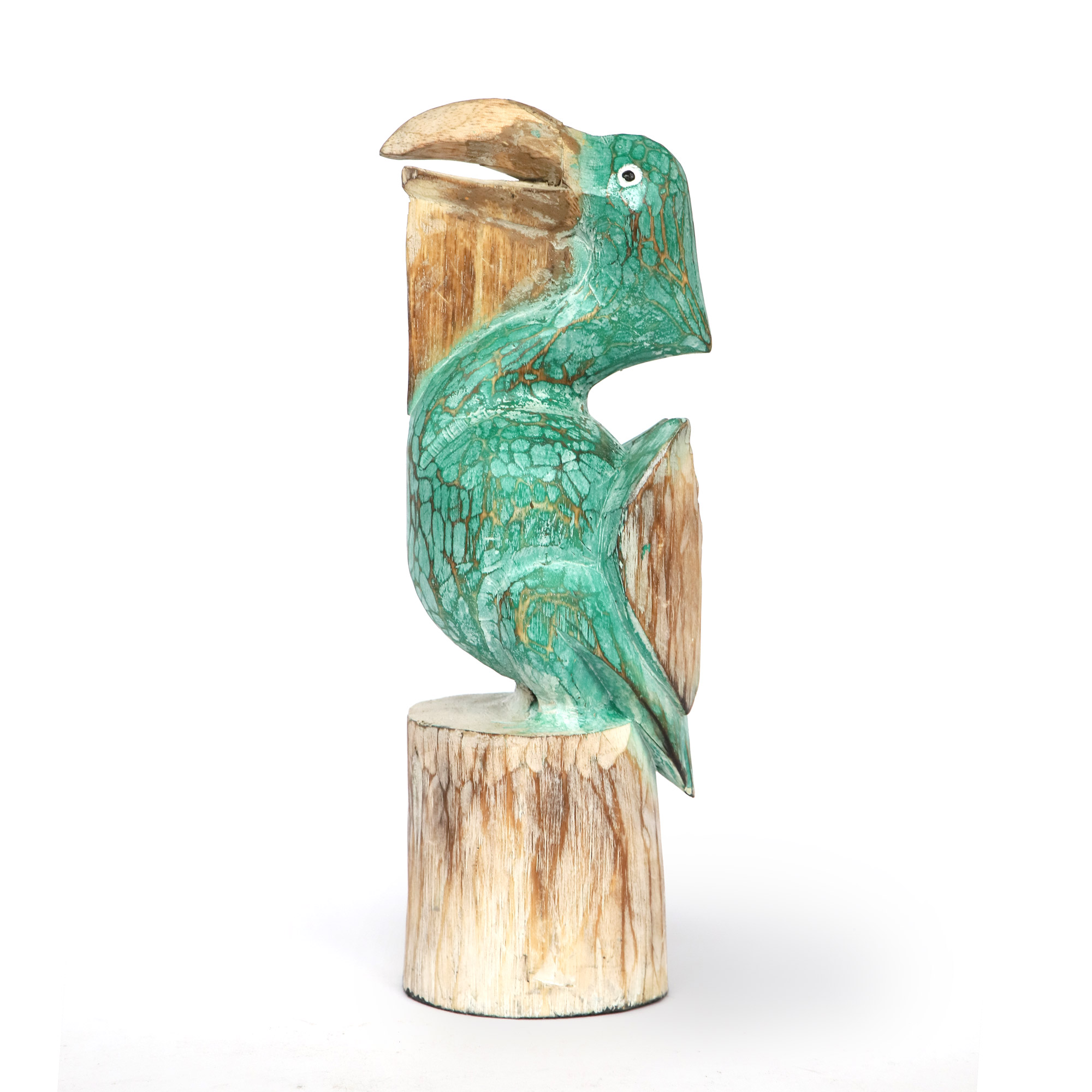 Pelikan-Skulptur grün, H 40 cm, B 14 cm, L 14 cm von fischer's lagerhaus