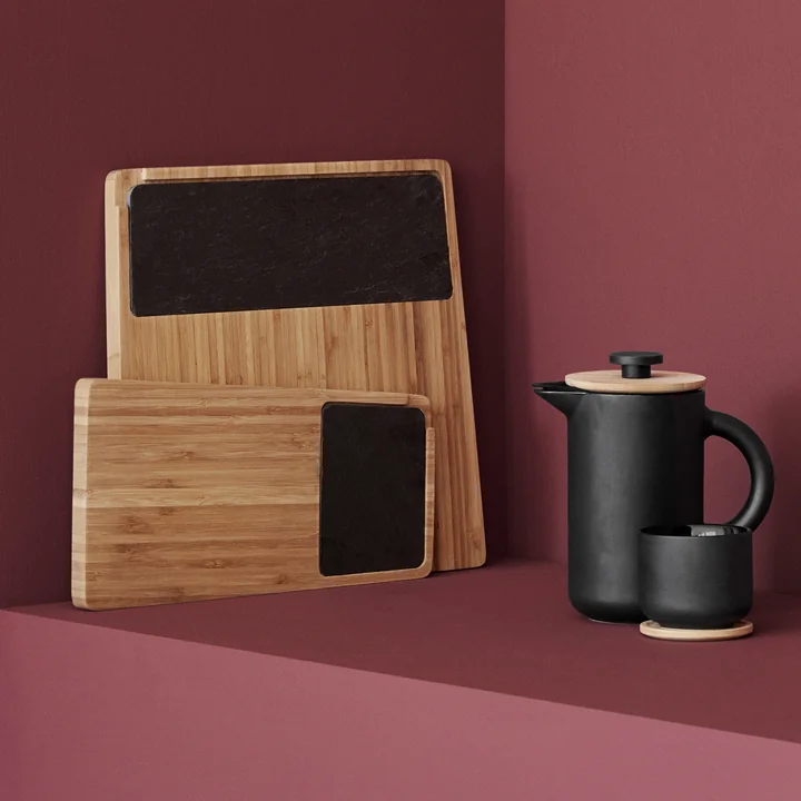Stelton - Theo Thermo-Teebecher mit Untersetzer, 0,2 l, schwarz
