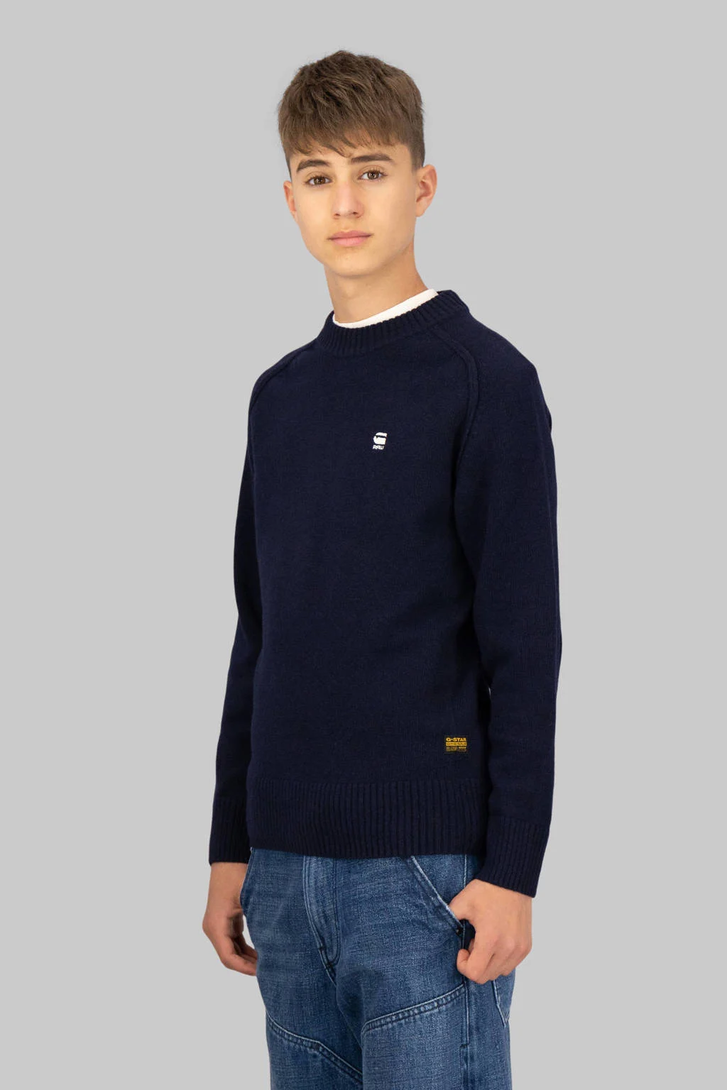 G-STAR wollen gebreide trui blauw