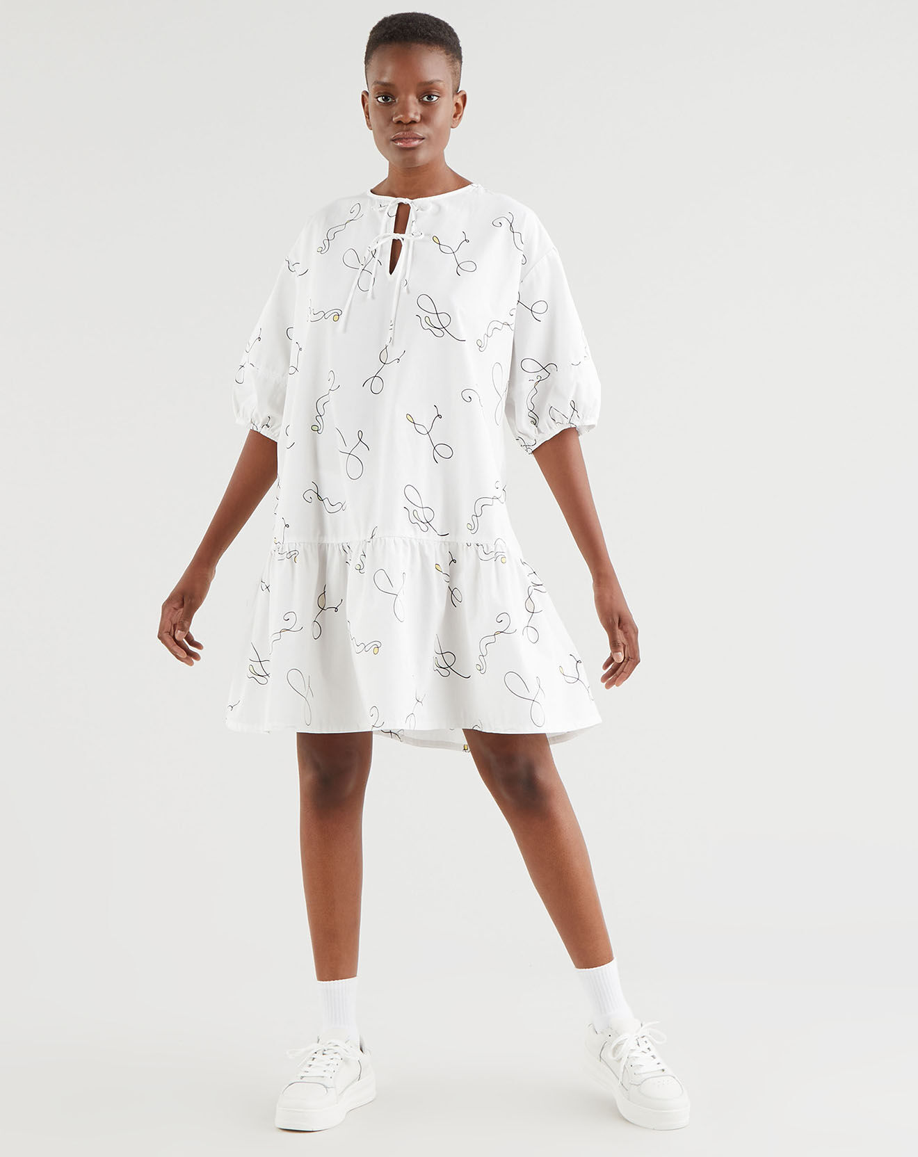 Levi's® Robe en Coton Isla squiggles blanche