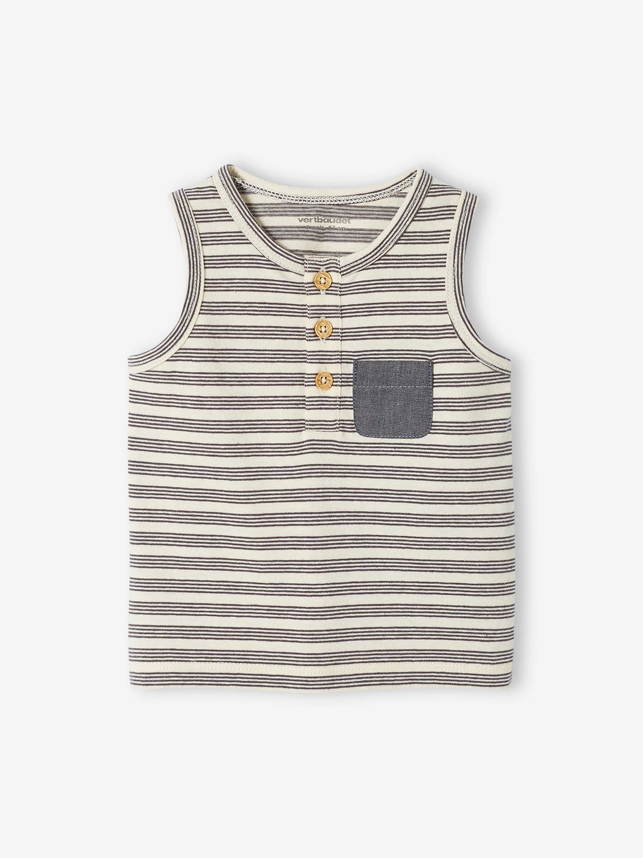 Camiseta regata listrada para bebê