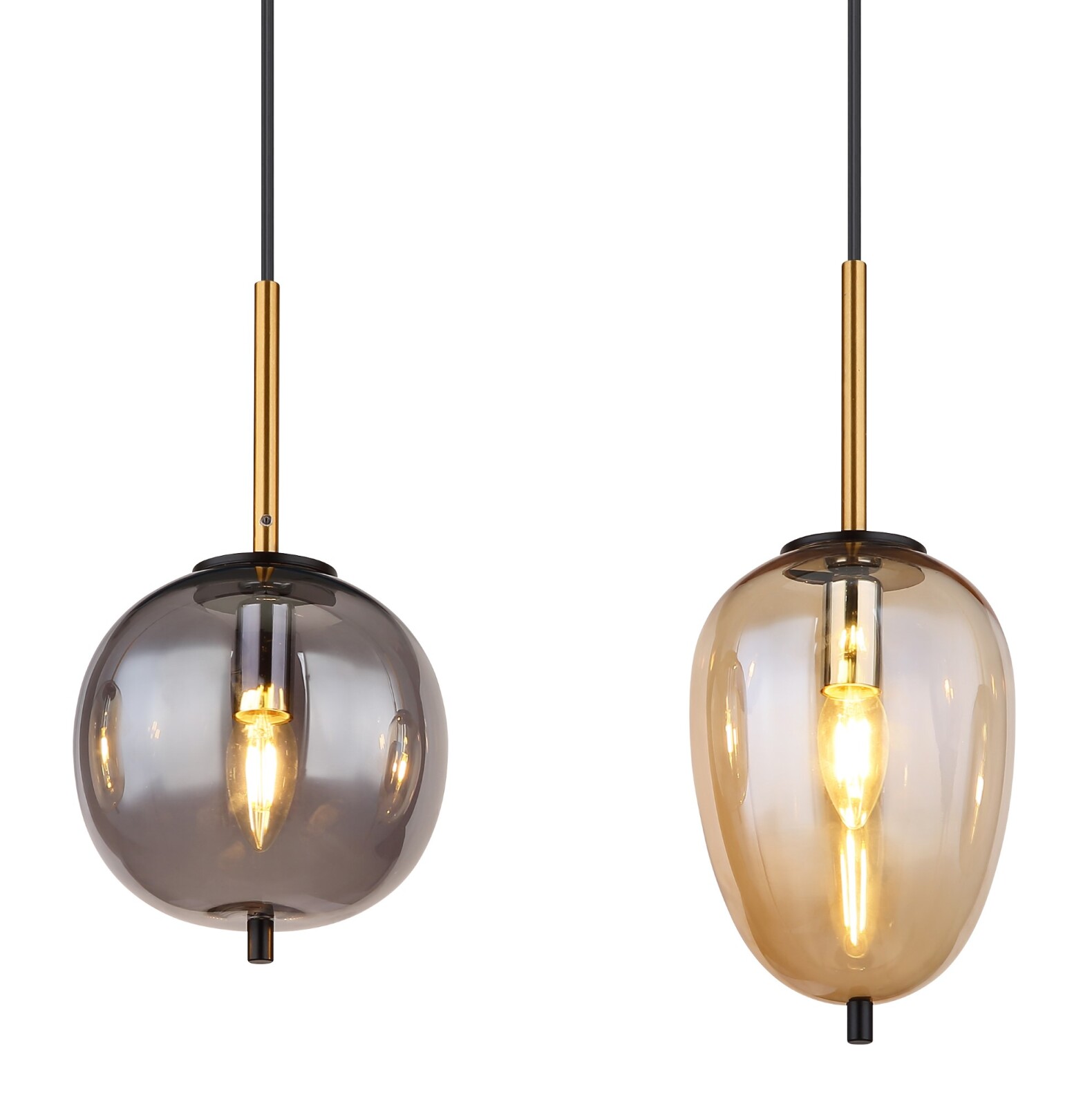 Pendelleuchte - schwarz-messingfarben matt - 120 cm