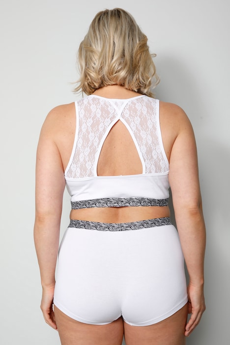 Bustier, Rücken aus Spitze, gemustertes Unterbrustband