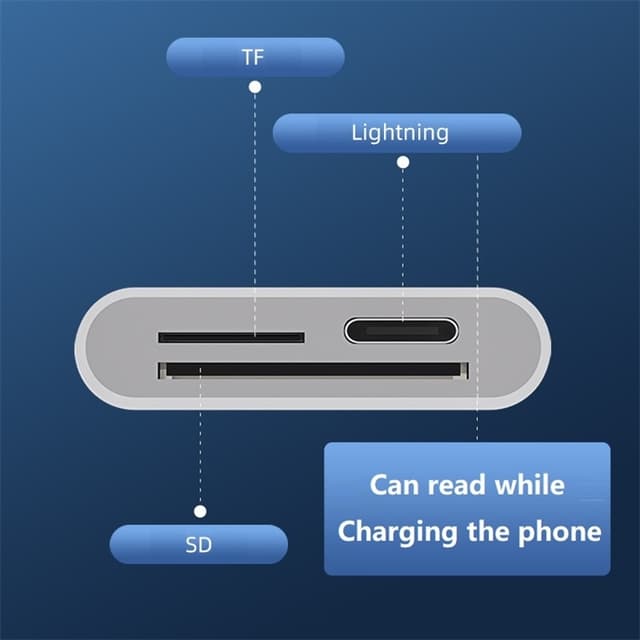 NÖRDIC Lightning-kortlæser 2-slots SD, MicroSD 1xLightning-opladning UHS-I