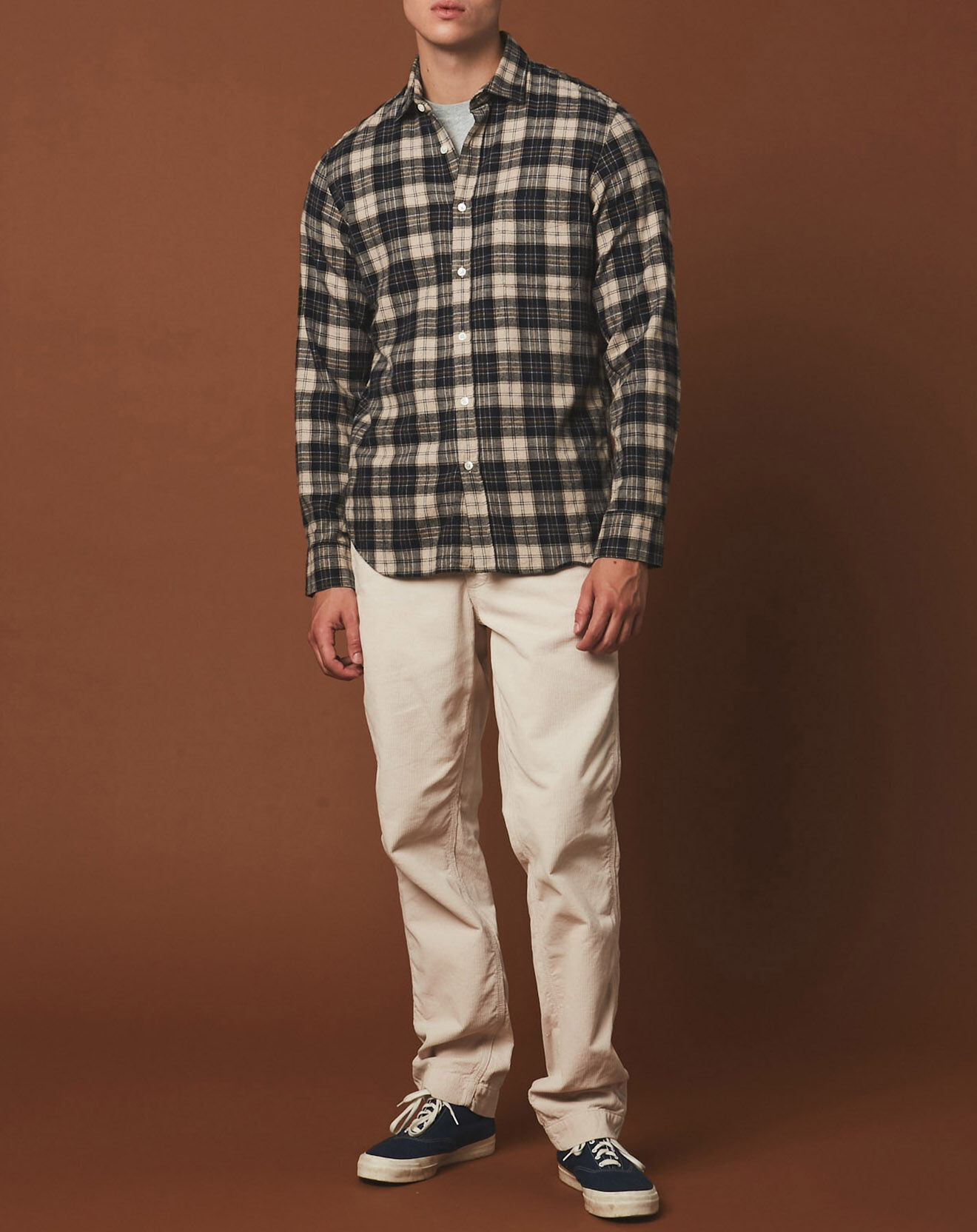 Hartford Chemise en Flanelle slim Storm à carreaux navy/natural/camel/chalk