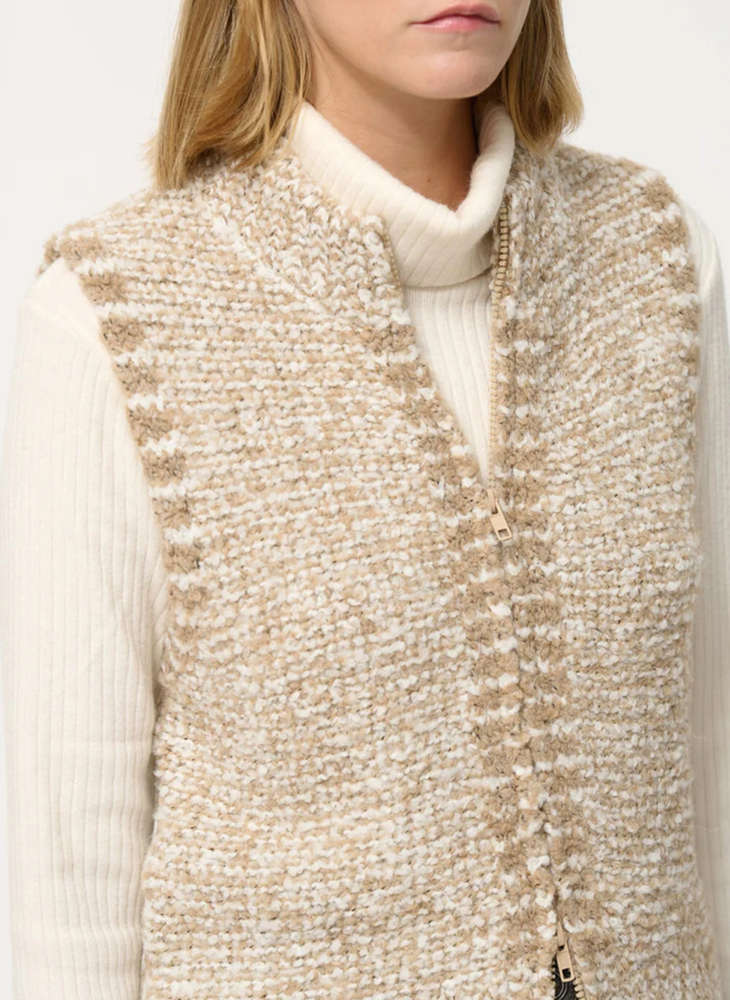 Blouson col montant droit en maille | Gris