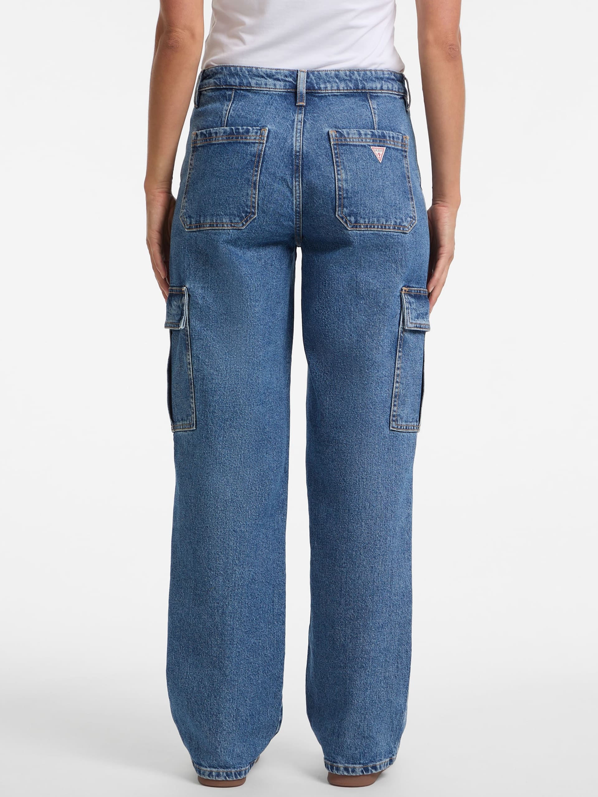 Calça jeans cargo reta G10