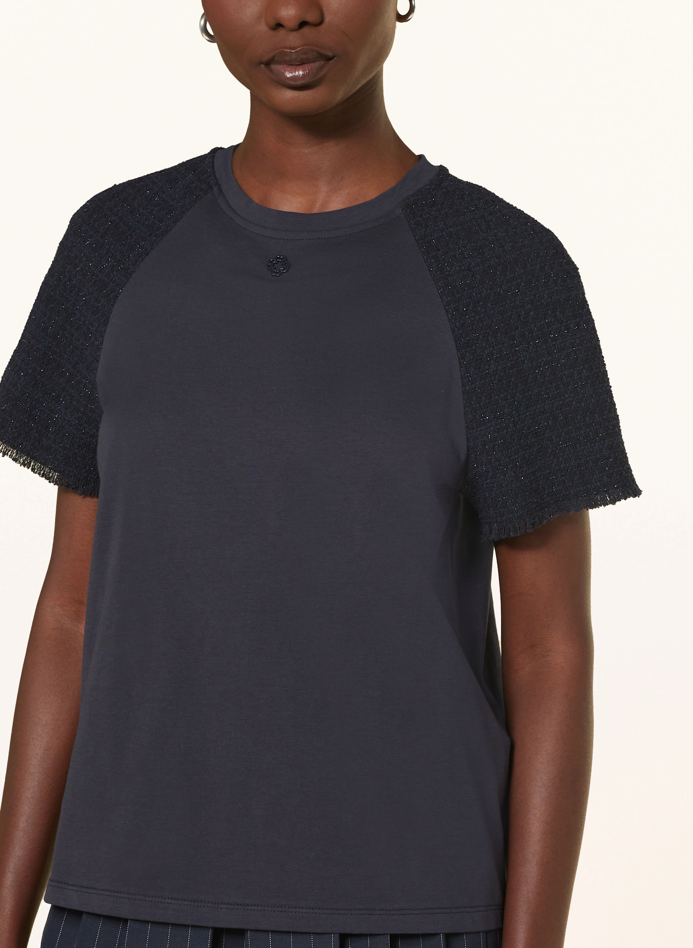 maje T-Shirt im Materialmix