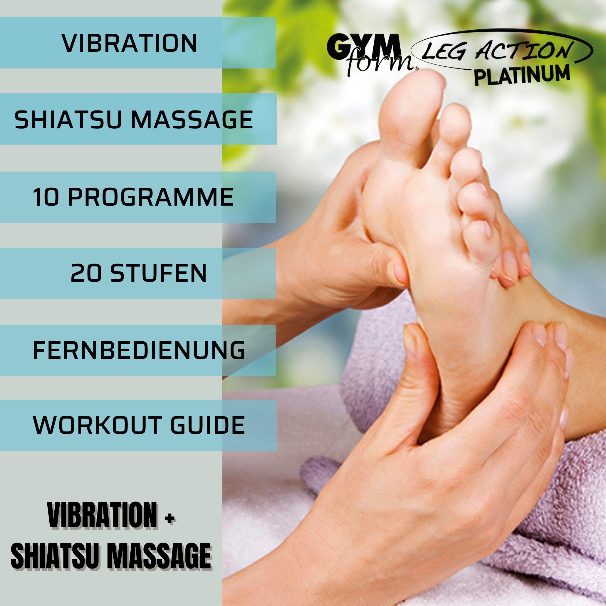 Gymform® Shiatsu Fußmassagegerät und Beinmassagegerät Leg Action Platinum