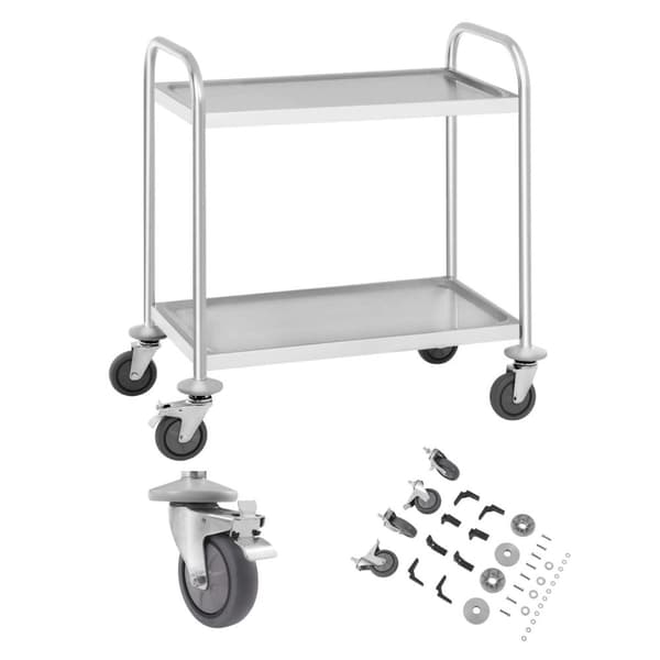 Serveringsvogn, 2 hyller, rustfritt stål, opptil 150 kg