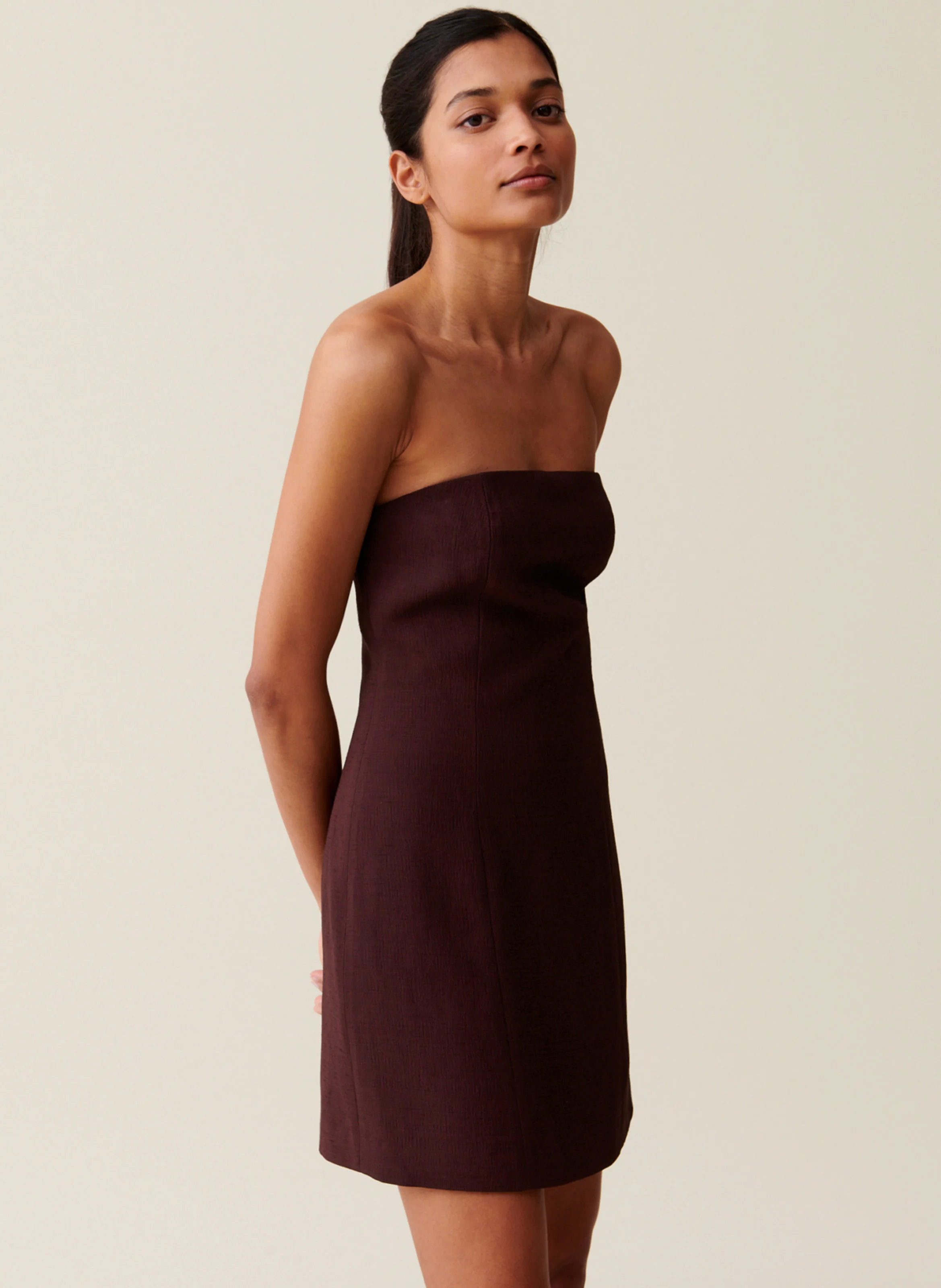 Robe bustier courte | Marron