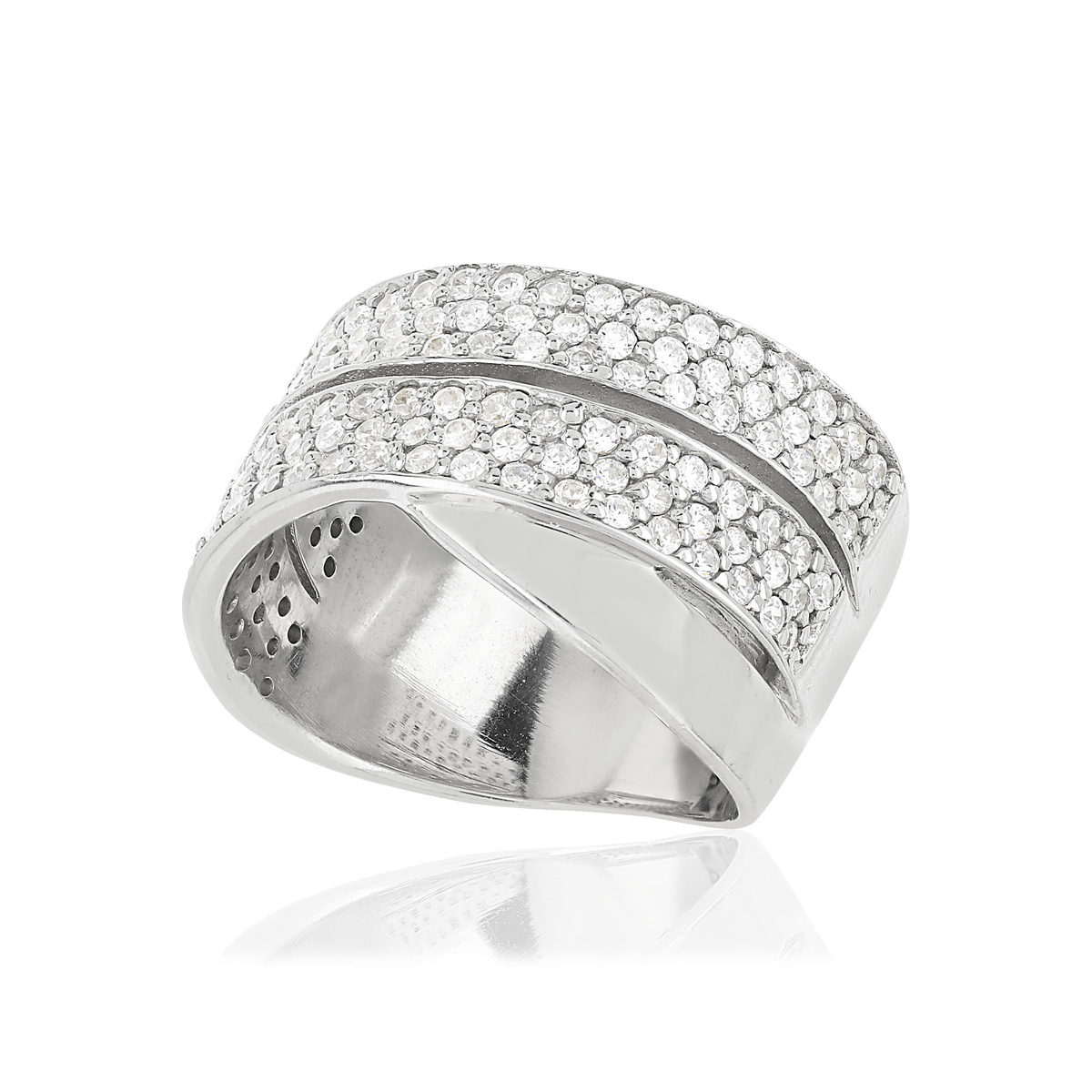Bague argent 925 anneaux entrelacés zirconias