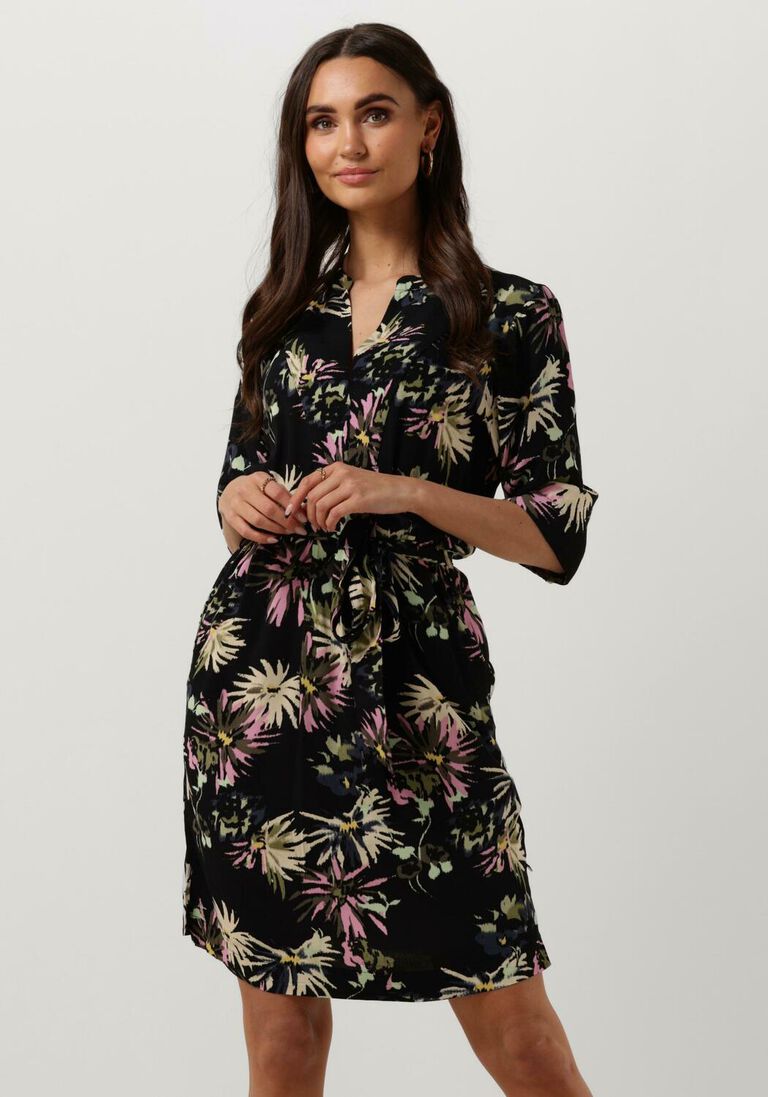 SCOTCH & SODA zwarte scotch & soda mini jurk allover printed loose fit dress