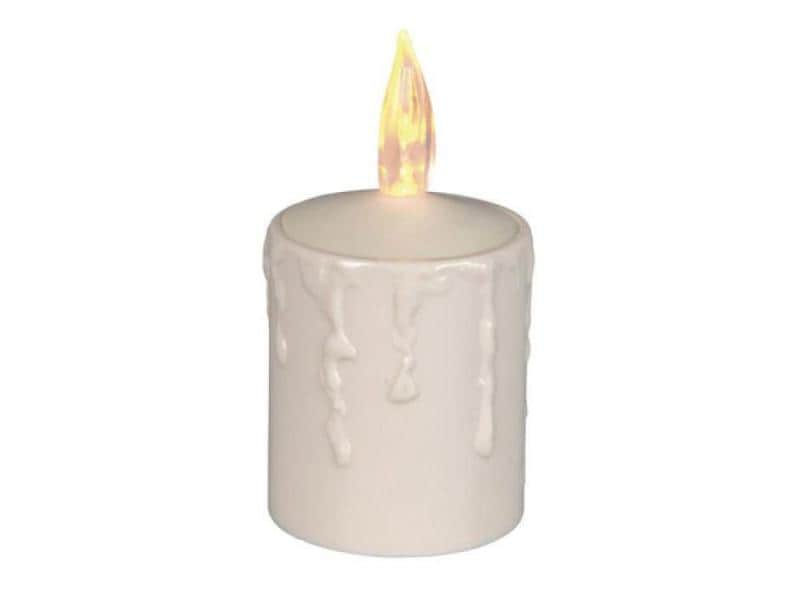 Star Trading LED Grabkerze Paula Ø 6 x 11.5 cm, Beige LED-Kerze mit Dämmerungssensor