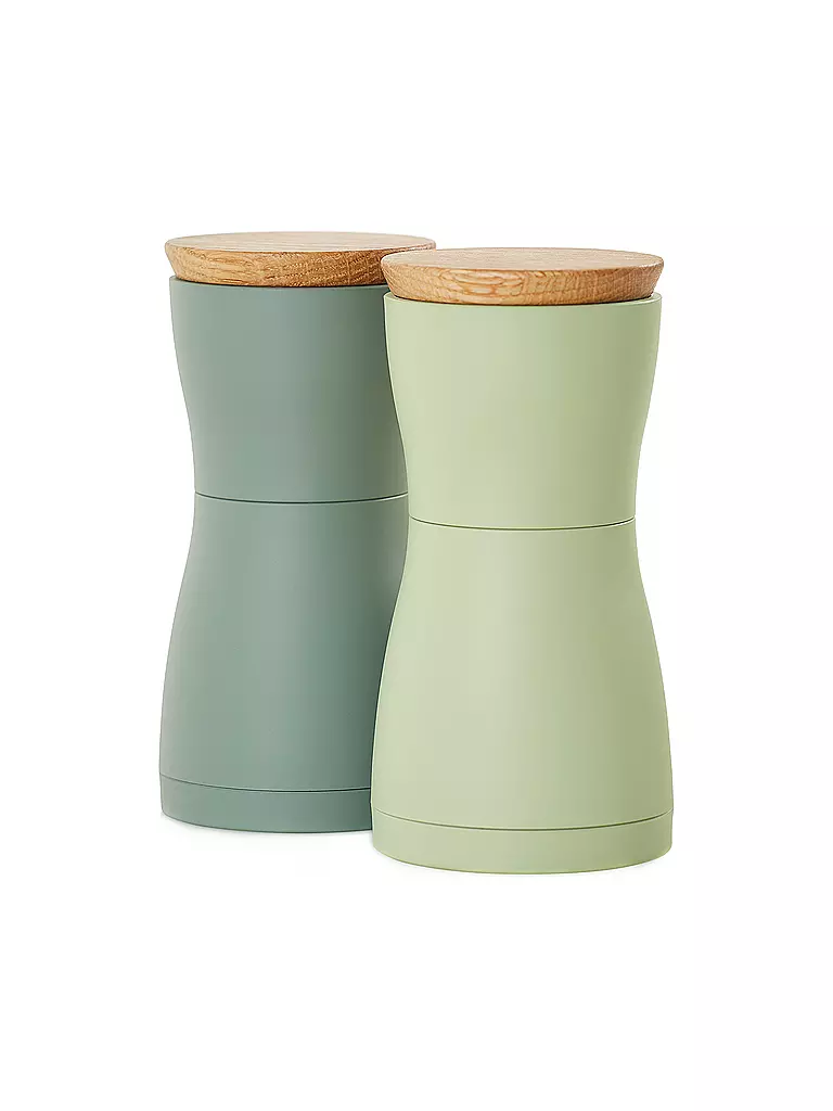 AD HOC Salz- und Pfeffermühlen Set 2-teilig 13cm TWIN Hell- /Dunkelgrau grün