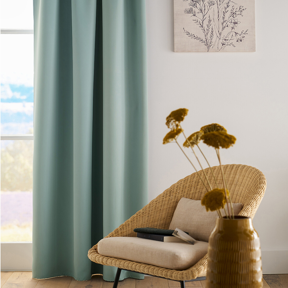LA REDOUTE INTERIEURS<br>Cortina blackout com acabamento franzido, Voda