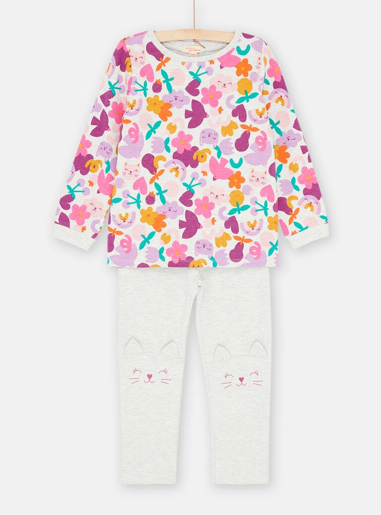 Pyjama gris à imprimé fantaisie fille