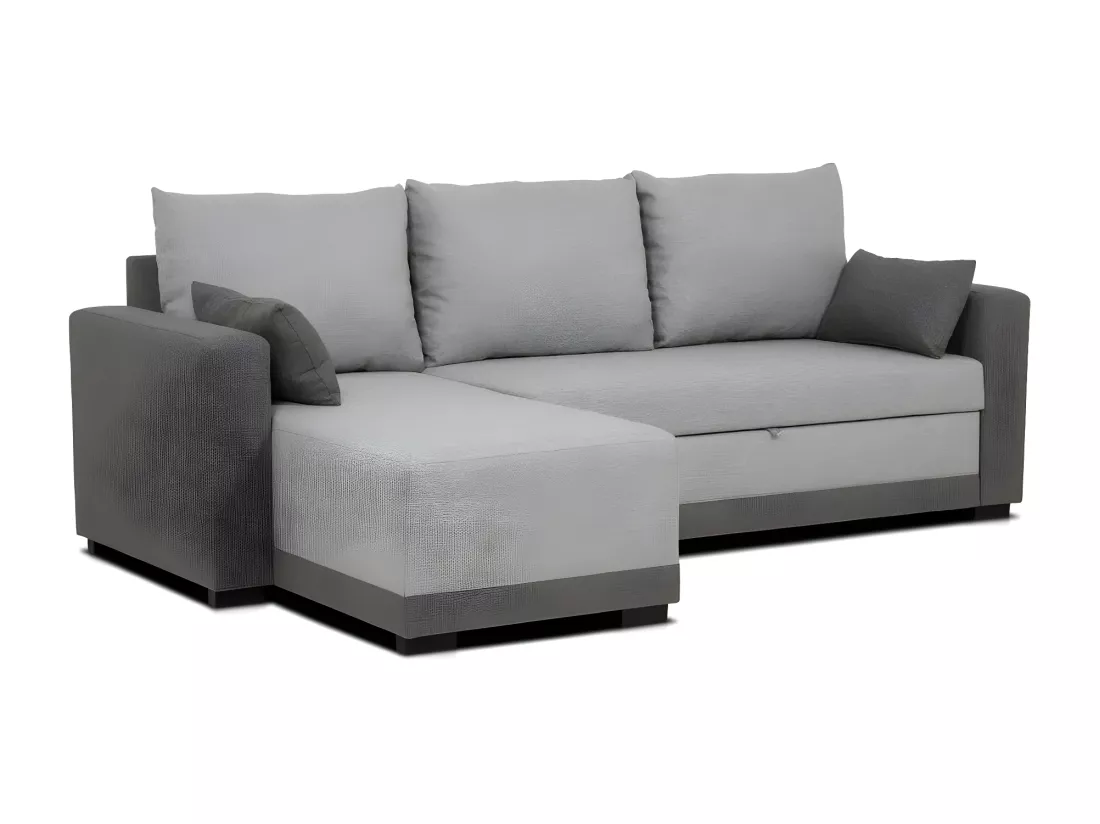 Canapé méridienne 3 places réversible gris clair et foncé