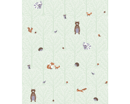 Vliesbehang 38119-2 Little Love Woodland Animals groen
