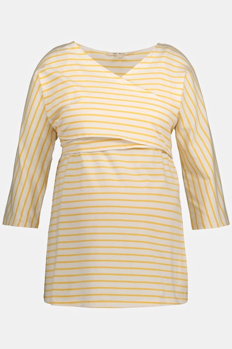 Bellieva-Wickelshirt, V-Ausschnitt, Stilleinsatz, Biobaumwolle, GOTS