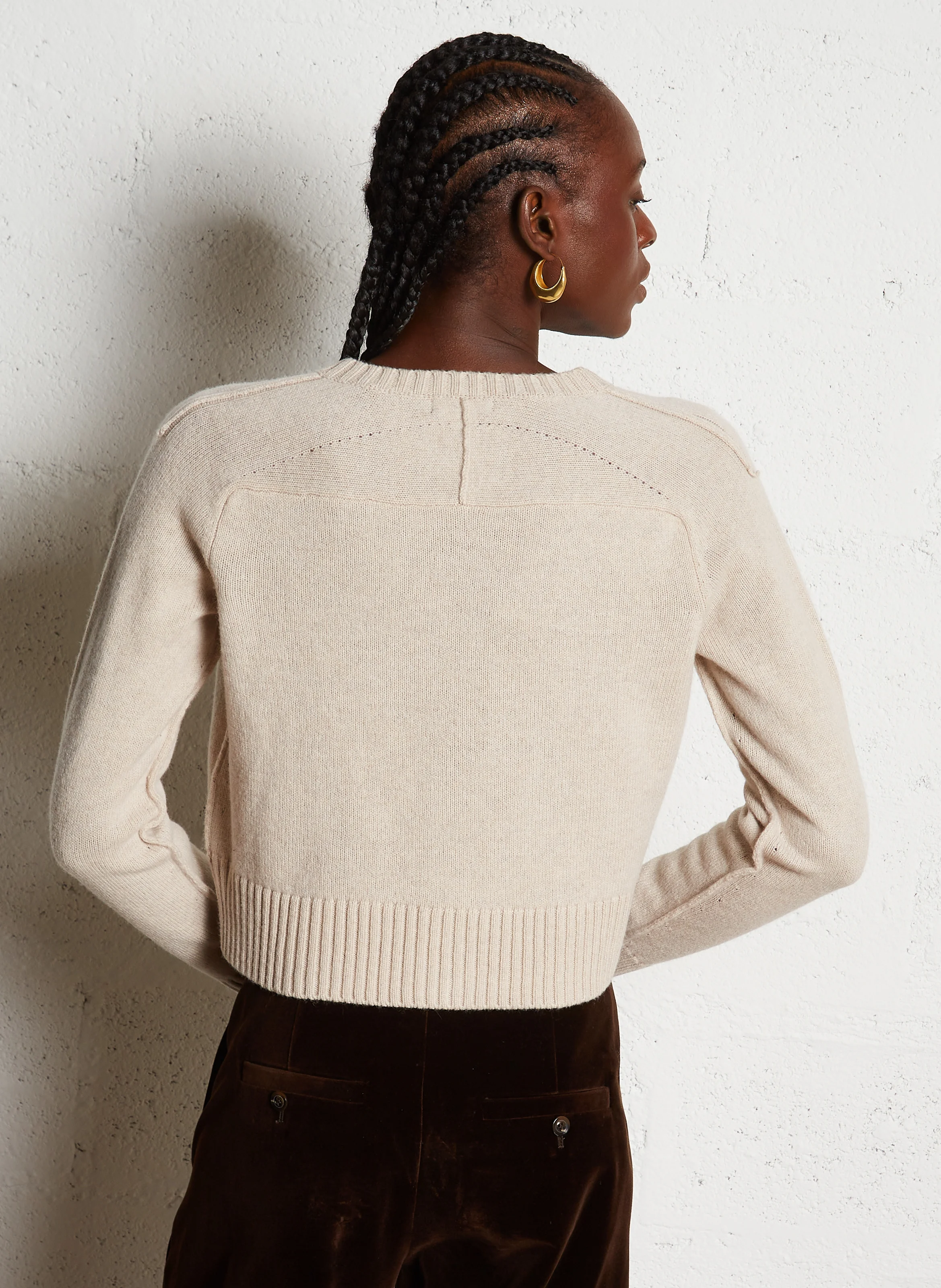 VIRGINIA - Cardigan col rond droit en laine | Beige
