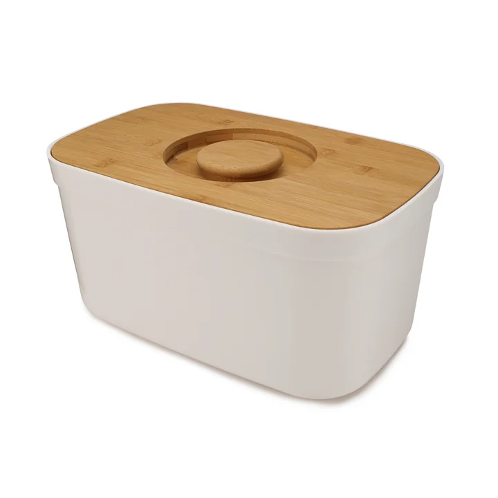 Joseph Joseph - Bread Bin Brotkorb mit Schneidebrettdeckel, Bambus / weiss