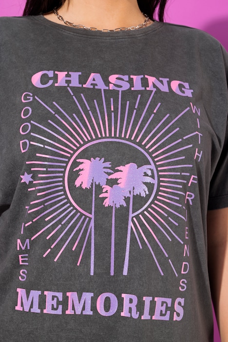 T-Shirt, oversized, großer Print, Vintage Look