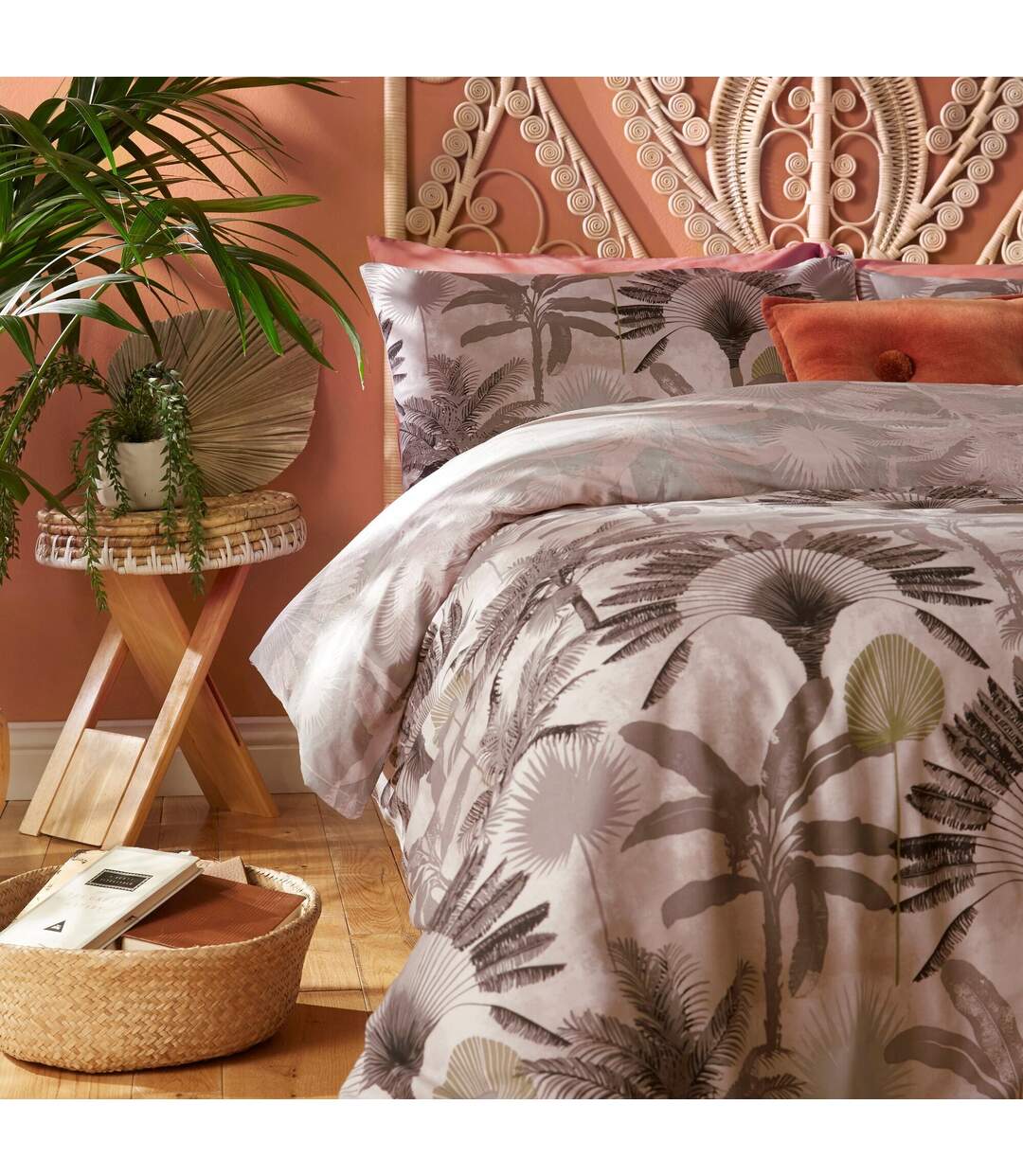 Furn - Parure de lit MALAYSIAN PALM (Rose) - UTRV2141