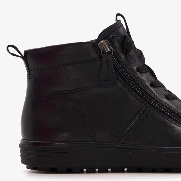 Tamaris Comfort hoge leren dames sneakers zwart