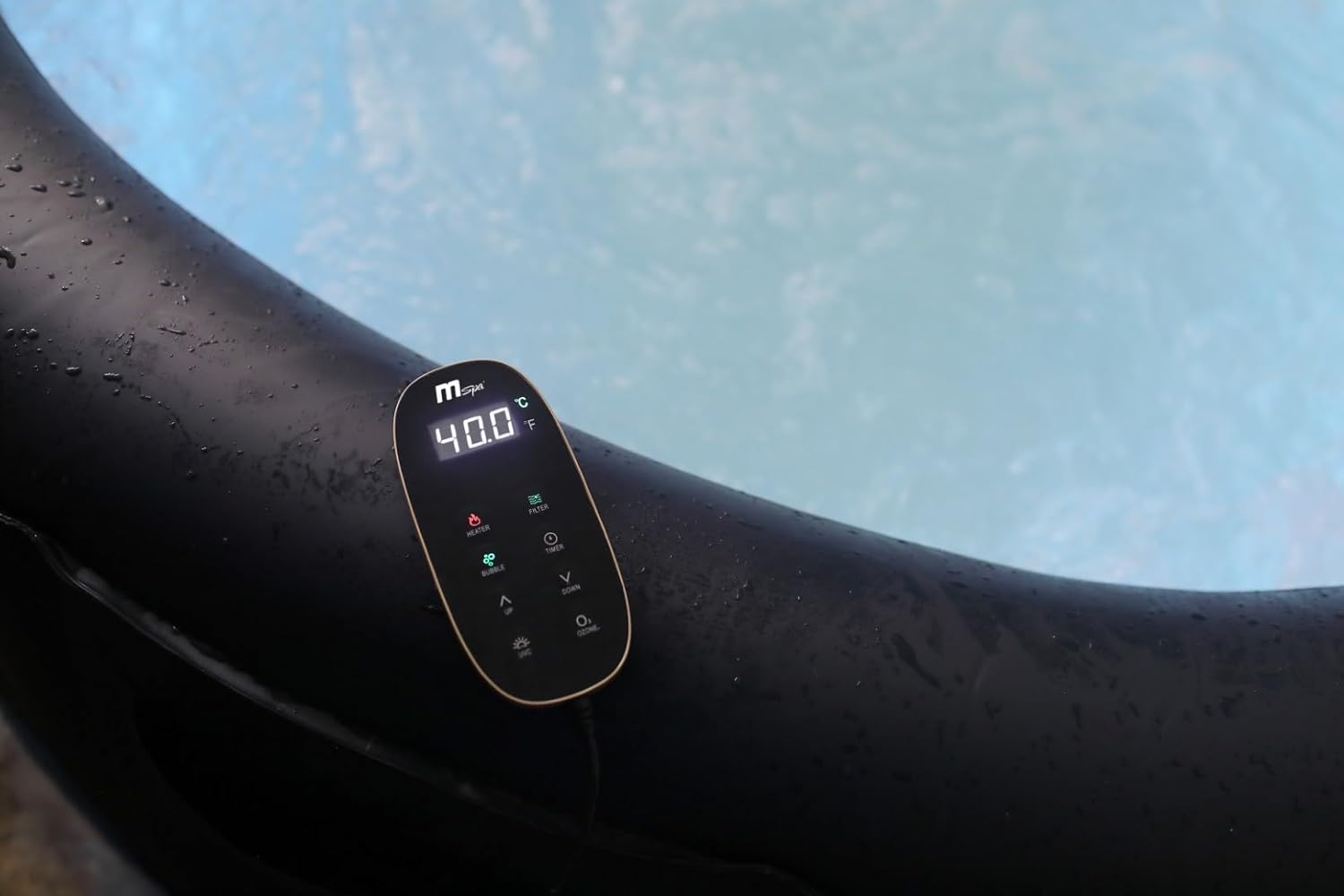 MSpa Whirlpool Aurora 204x204x70 cm – Aufblasbarer Whirlpool für 6 Personen mit 138 Massagedüsen, LED-Beleuchtung, UVC+ Desinfektion, Selbstaufblasfunktion & Rhino Tech™ 6-Schicht-Material